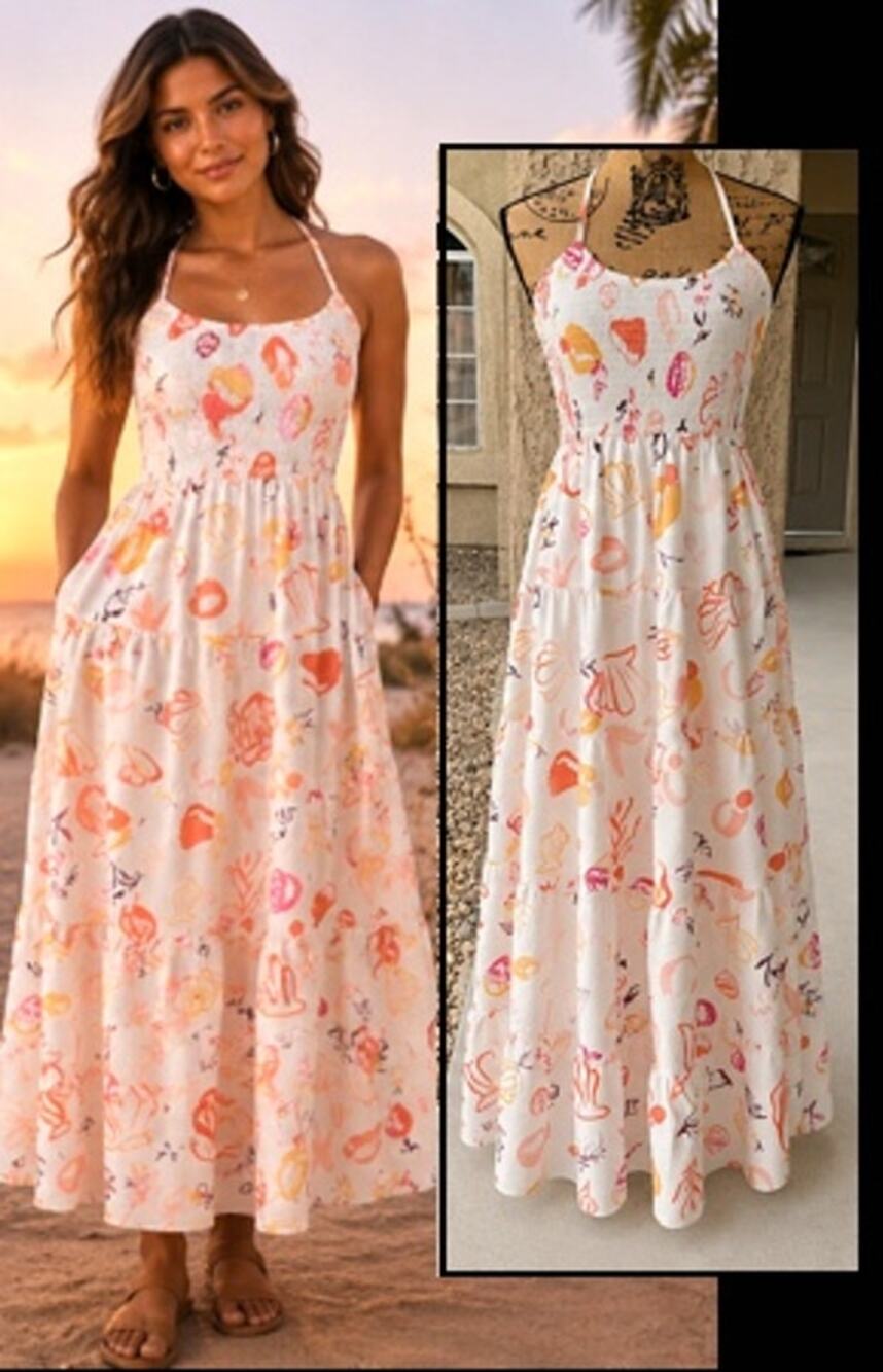 Petal and Pup Bairbre Beach Print Maxi Dress Size L